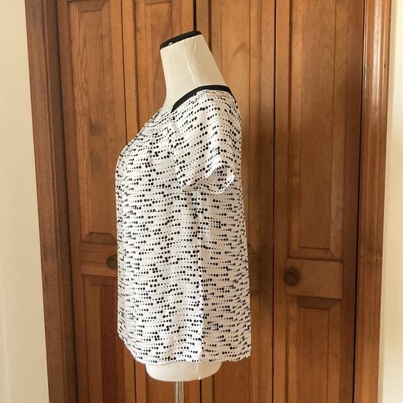Worthington Black & White Chiffon Pullover Top, Size SP - Picture 5 of 7